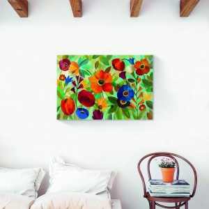 Tablou canvas flori multicolore într-o luncă panoramică
