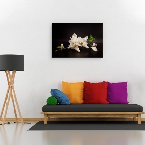 Tablou canvas - Magnolia, Flori, Spa, Zen, Natura Moarta, Intunecos, 40 x 60 cm - Img 2