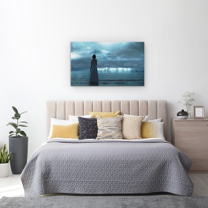 Tablou canvas - Marea Tacuta, Fulgere, Energie, Electricitate, Albastru, Turcoaz, 50 x 80 cm - Img 3