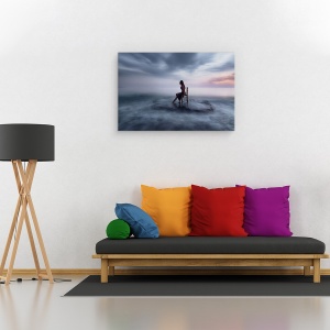 Tablou canvas - Maree, Maree, Femeie, Scaun, Stanca, Mare, Apa, 80 x 120 cm - Img 2