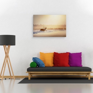 Tablou canvas - Masculul Alfa, Animale, Reni, Iarna, 80 x 120 cm - Img 2