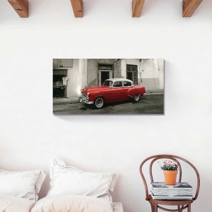 Tablou Canvas - Masina Antica Rosu, 50 x 100 cm - Img 2