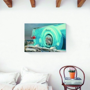 Tablou decorativ modern living cu mașină retro Packard pe canvas 80x120 cm