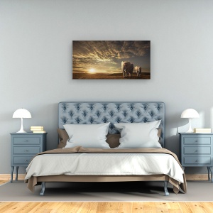Tablou Canvas - Mersul Pe Jos in Savana, Elafanti, Africa, Safari, 50 x 100 cm - Img 3