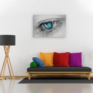 Tablou canvas - Muzica in Ochii Ei, Ochi, Muzica, Reflectie, Albastru, Macro, Turcoaz, 40 x 60 cm - Img 2