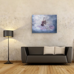 Tablou canvas - Muzica Sufletului, Culori Pastelate, Vioara, Instrument, 60 x 80 cm - Img 2