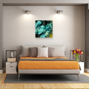 Tablou canvas - Natura, Frunza, Galben-Verde, Pictura Ii, 90 x 90 cm - Img 3