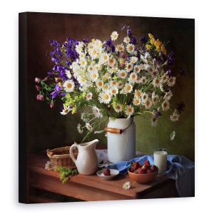 Tablou Canvas - Natura Moarta, Bloom, Vaza, Borcan, Ulcior, 90 x 90 cm