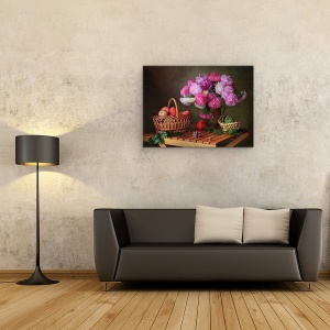 Tablou Canvas - Natura Moarta Colorata 4, Mar, Mere, Fructe, Struguri, 60 x 80 cm - Img 2