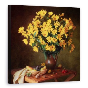 Tablou Canvas - Natura Moarta Cu Flori De Toamna, 60 x 60 cm