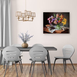 Tablou Canvas - Natura Moarta Cu Irisuri Si Mere, 60 x 75 cm - Img 4