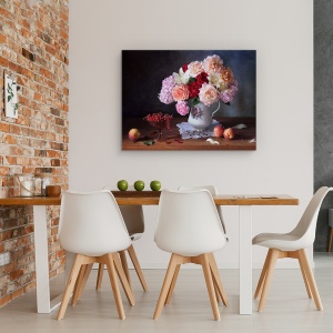 Tablou Canvas - Natura Moarta Cu Trandafiri si Fructe De Padure, 60 x 80 cm - Img 4
