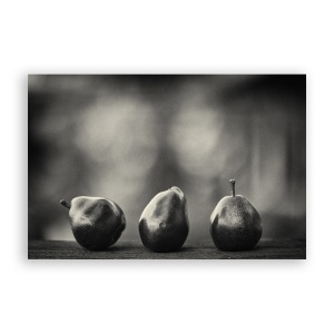 Tablou Canvas - Natura Moarta, Fructe, Pere, Alb/Negru, Rama Neagra, 80 x 120 cm