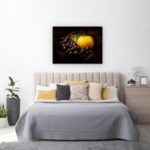 Tablou canvas - Natura Moarta, Mar, Fructe, Struguri, Vara, Intuneric, 60 x 80 cm - Img 3