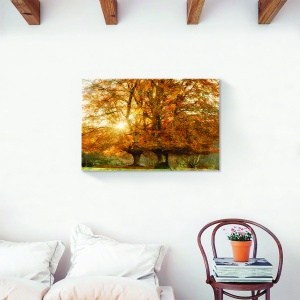 Tablou decorativ peisaj de toamnă în pădure, pe pânză de 80x120 cm