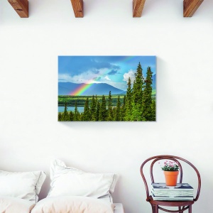 Tablou decorativ canvas natură peisaj cu pădure, munte și lac