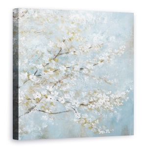 Tablou canvas - Natura, Ramura Copacilor, Flori, Alb, Pictura, 60 x 60 cm