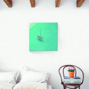 tablou canvas nautic cu vapor pe mare albastru 60x60 cm