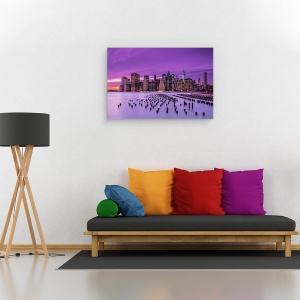 Tablou canvas - New York Apus De Soare Violet, Noapte, Arhitectura, Peisaj Urban, Cer, 40 x 60 cm - Img 2