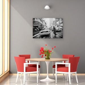 Tablou canvas - New York In Furtuna, Viscol, Vremea, Alb-Negru, 80 x 120 cm - Img 4