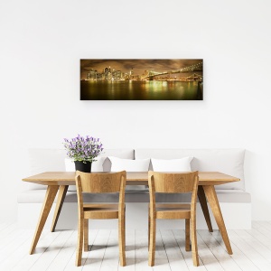 Tablou canvas - New York Skyline, Cer, Panorama, Oras, Noapte, Peisaj Urban, 30 x 90 cm - Img 4