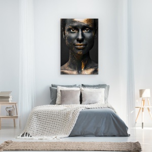 Tablou Canvas - Noapte, Fata, Drept, Aur, Vopsea, 80 x 120 cm - Img 3