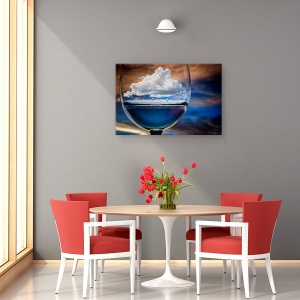 Tablou canvas - Nor Intr-Un Pahar, Nor, Sticla, Montaj, Picaturi, 60 x 90 cm - Img 4