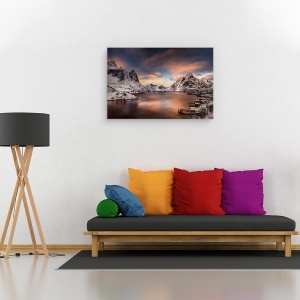 Tablou canvas - Norvegia, Lofoten, Frau, Apus, Apa, 80 x 120 cm - Img 2