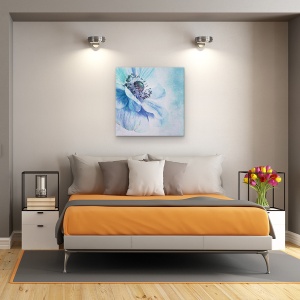 Tablou Canvas - Nuante De Albastru, Floare, Moale, Turcoaz, Petala, Patrat, 90 x 90 cm - Img 3