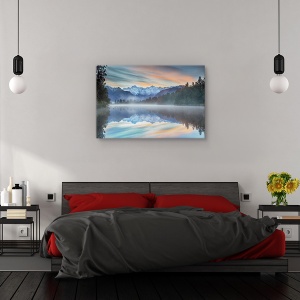 Tablou canvas - Nuante pastelate, Peisaj, Ghetar, Padure, Copaci, 80 x 120 cm - Img 3