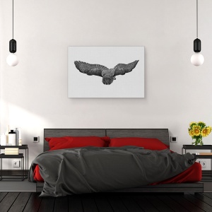 Tablou canvas - O Fantoma Nordica, Grozav, Gri, Bufnita, Zbor, 80 x 120 cm - Img 3