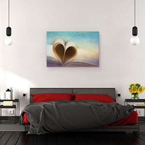 Tablou canvas - O Poveste De Dragoste, Carte, Vintage, Inima, Foaie, 80 x 120 cm - Img 3