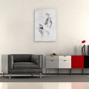 Tablou canvas - Oameni, Femeie, Alb-Negru, Rapsodia, Pictura II, 80 x 120 cm - Img 2