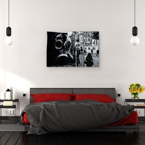 Tablou canvas - Oameni, Strada, Oameni, Alb-Negru, Fereastra, 40 x 60 cm - Img 3