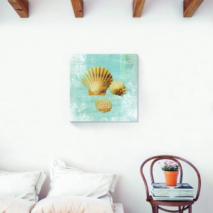 Tablou decorativ canvas ocean cu nisip şi scoici 60x60 cm