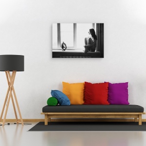 Tablou canvas - Oglinda, Fata, Fereastra, Femeie, 80 x 120 cm - Img 2