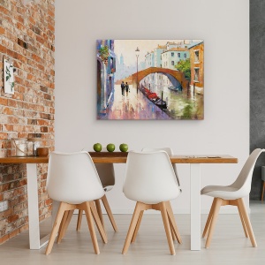 Tablou canvas - Oras, Venetia, Peisaj, Amurg, Oameni, Pictura, 75 x 100 cm - Img 4
