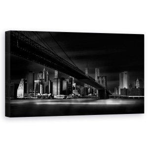 Tablou canvas - Orasul Gotham, Podul Brooklyn, Cer, Arhitectura, Peisaj Urban, 50 x 100 cm