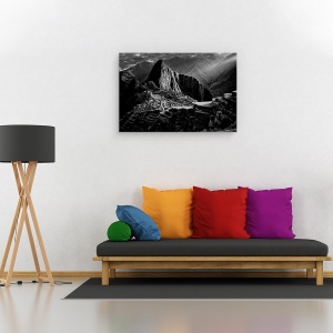 Tablou canvas - Orasul Pierdut Al Incasilor, Peru, Macchu Picchu, Alb-Negru, Istorie, 40 x 60 cm - Img 2