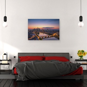 Tablou canvas - Orizont Peste Frankfurt La Apus, Oras, Peisaj Urban, Cer, Germania, 60 x 90 cm - Img 3