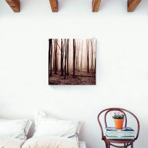 Tablou decorativ padure monocrom cu frunze uscate pe canvas 60x60 cm