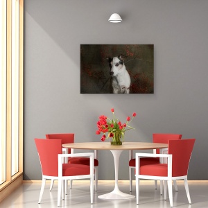 Tablou canvas - Padurile Sunt Minunate, Intunecate Si Adanci, Caine, Toamna, Rosu, Animale, 60 x 90 cm - Img 4