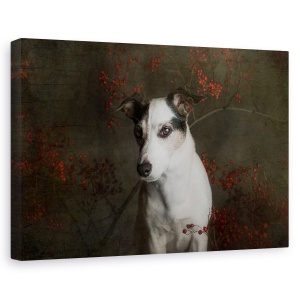 Tablou canvas - Padurile Sunt Minunate, Intunecate Si Adanci, Caine, Toamna, Rosu, Animale, 80 x 120 cm