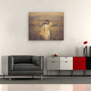 Tablou canvas - Pastorala, Vintage, Retro, Lunca, Afara, In Aer Liber, 60 x 75 cm - Img 2