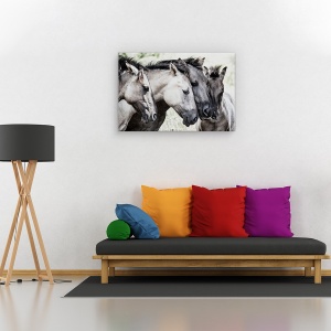Tablou canvas - Patru cai Konik, Animal, Grup, intalnire, Dragoste, 60 x 90 cm - Img 2
