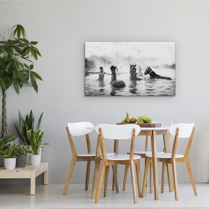 Tablou canvas - Pauza Fierbinte La Spa, Cai, Iaz, Curcan, Inot, Inot, 50 x 80 cm - Img 4