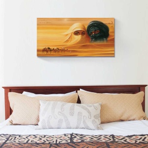 Tablou Canvas - Peisaj, Desert, Soare, Arabi, Camila, Nisip, 50 x 100 cm - Img 2