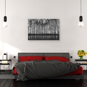Tablou canvas - Peisaj Pointilismului, Peisaj, Copac, Padure, Padure, Alb-Negru, 60 x 90 cm - Img 3