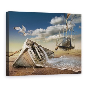 Tablou canvas - Pescarus, Barca, Pescarus, Apa, Blocati, Epava, 75 x 100 cm