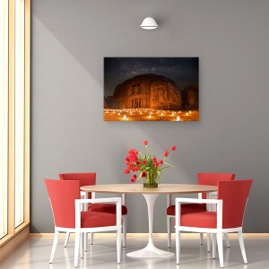 Tablou canvas - Petra Pe Timp De Noapte, Peisaj, Ruina, Ruine, Petra, Lumini, 80 x 120 cm - Img 4